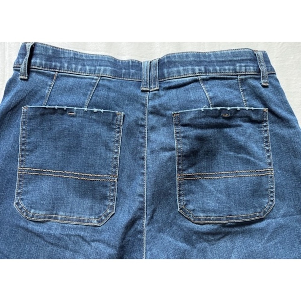 Democracy Ab Solution Wide Leg Jeans Medium Wash Raw Hem Blue Denim Womens 12 - Picture 6 of 6
